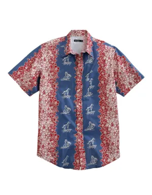 Tin Haul Mens Multi-Color 100% Cotton Paniolo Tropical BD S/S Shirt warm weather Tin Haul Mens Multi-Color 100% Cotton Paniolo Tropical BD S/S Shirt high-low hem Warm Weather Wear