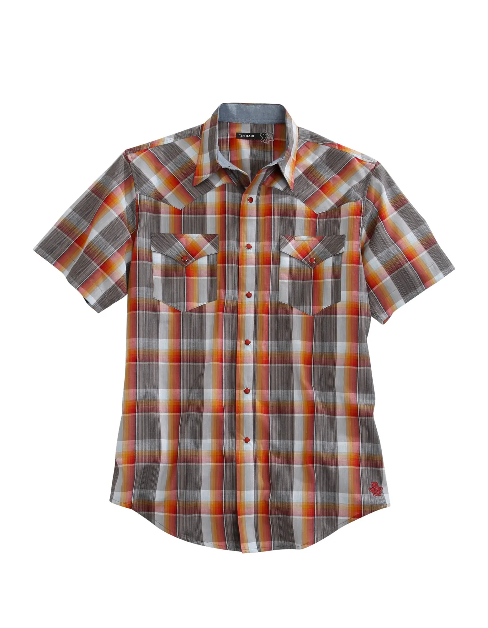 Tin Haul Mens Multi-Color 100% Cotton Rusty Plaid S/S Shirt Poolside Lounge