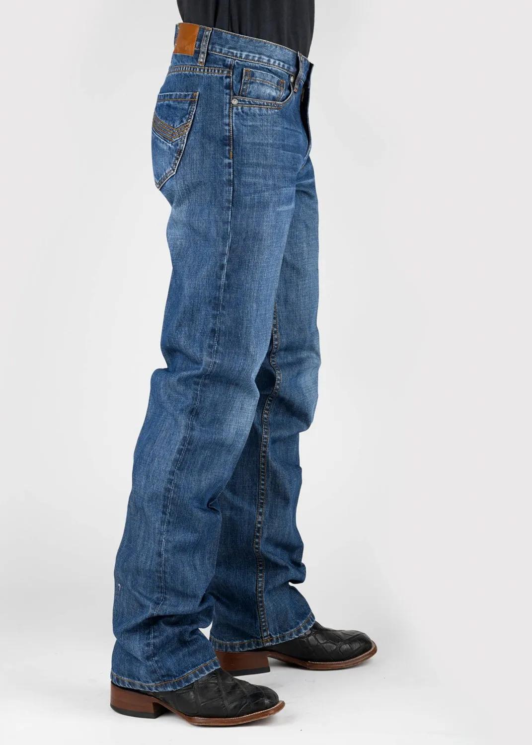 Chic Fit Cool Fit Tin Haul Mens Regular Joe Angle Embroidered Blue 100% Cotton Jeans