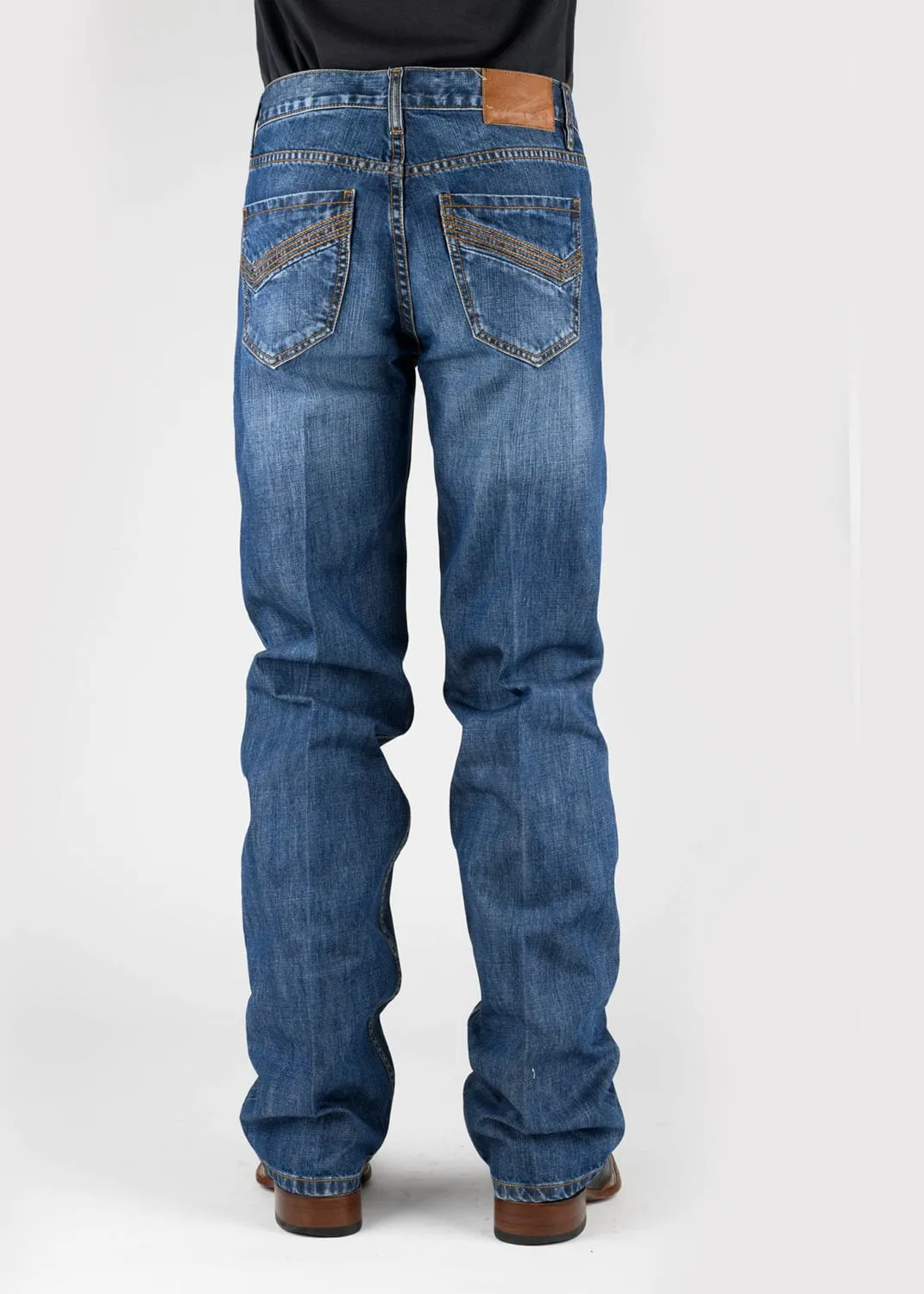 Tin Haul Mens Regular Joe Angle Embroidered Blue 100% Cotton Jeans Lightweight Denim Blend Stylish Daily Wear Parent Style