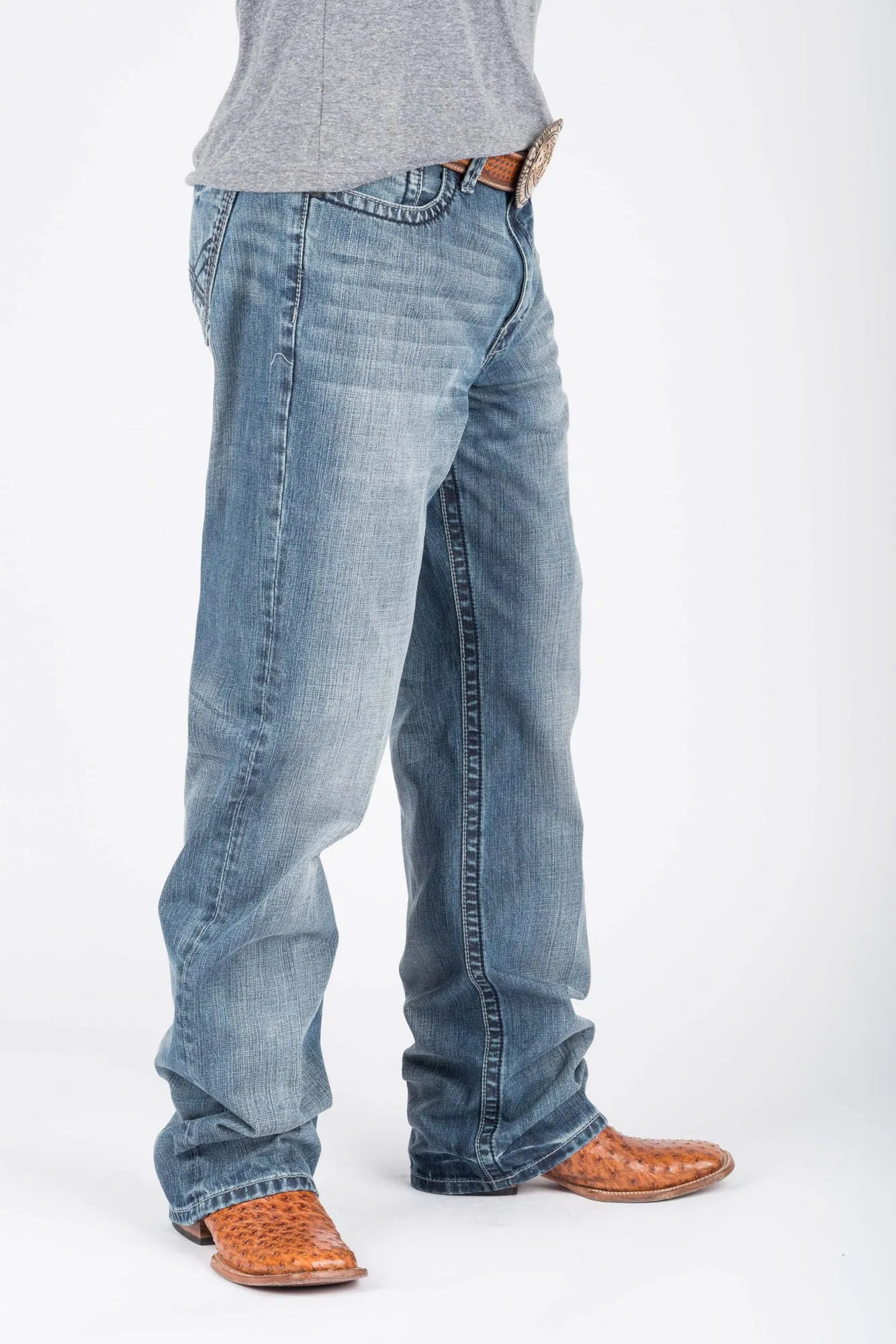 Sleek Fit Quick Dry Weave Technology Tin Haul Mens Regular Joe Deco Stitch Blue 100% Cotton Jeans