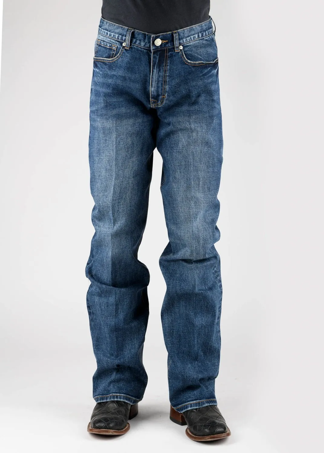 Classic Wear Street Fashion Everyday Loose Music Event Tin Haul Mens Regular Joe Seam Back Blue Cotton Blend Jeans