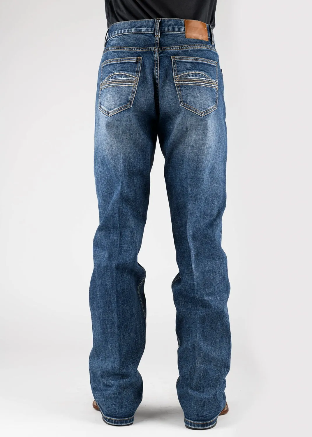 Tin Haul Mens Regular Joe Seam Back Blue Cotton Blend Jeans Pre Washed Denim Anytime Fit