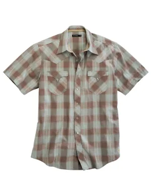 Tin Haul Mens Sand Check Dobby Brown 100% Cotton S/S Shirt Airflow Optimized Weave Interview Ready Youthful Vibe Tin Haul Mens Sand Check Dobby Brown 100% Cotton S/S Shirt