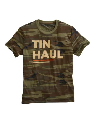 Tin Haul Unisex Green Camo Cotton Blend Block Letters S/S T-Shirt Fashionable Style Tin Haul Unisex Green Camo Cotton Blend Block Letters S/S T-Shirt Seamless Shoulder Construction