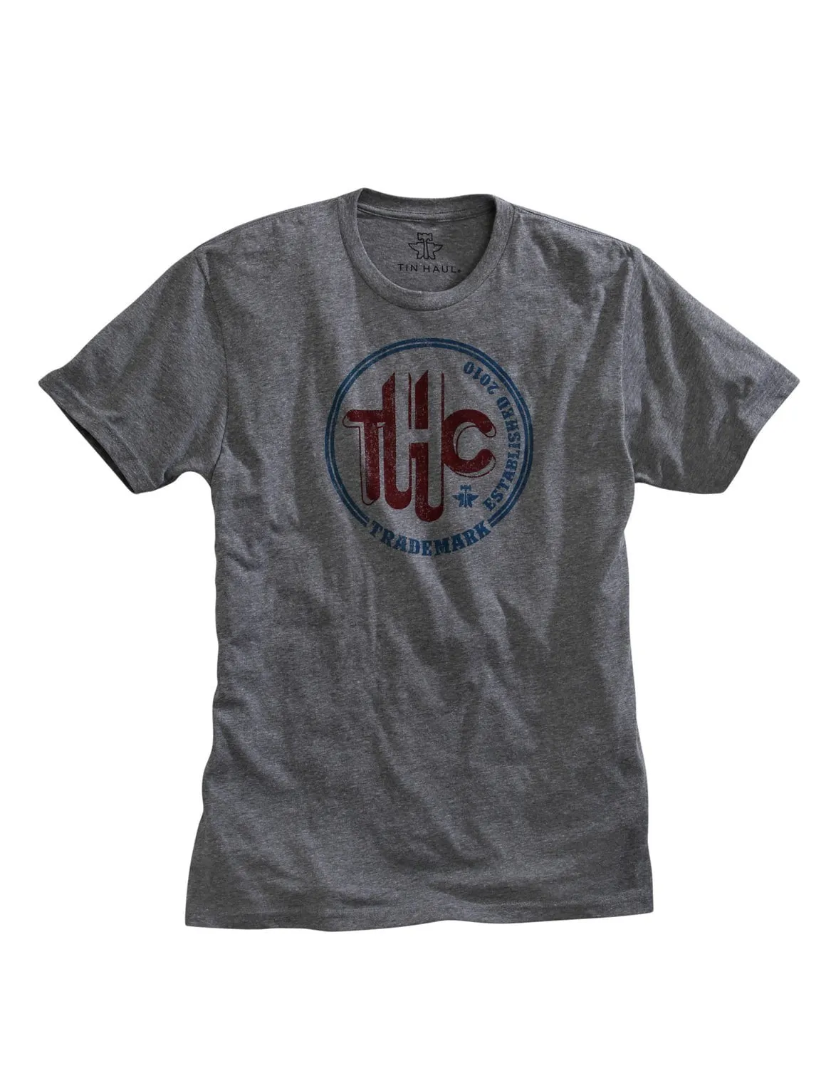 Tin Haul Unisex Grey Cotton Blend 3D Letters S/S T-Shirt Athletic Cut Camouflage Style