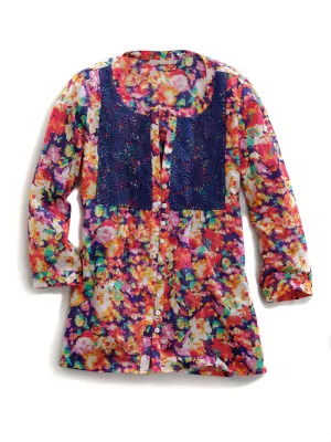 Tin Haul Womens 109 Floral Impression Multi-Color 100% Cotton L/S Blouse Cozy Option fade resistant color Tin Haul Womens 109 Floral Impression Multi-Color 100% Cotton L/S Blouse