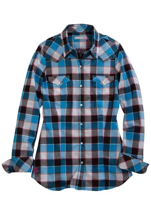 Tin Haul Womens 1330 Hot Buffalo Checks Blue 100% Cotton L/S Shirt Breathable Vibes Tin Haul Womens 1330 Hot Buffalo Checks Blue 100% Cotton L/S Shirt Effortless Comfort Quick Dry Technology
