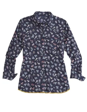 Tin Haul Womens 2421 Tossed Cactus Black 100% Cotton L/S Shirt Oversized style Tin Haul Womens 2421 Tossed Cactus Black 100% Cotton L/S Shirt Asymmetrical Cut