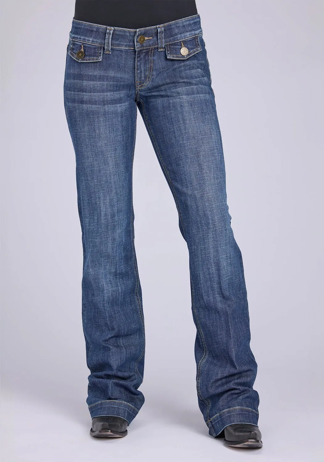 Non Fade Fabric Tin Haul Womens 280 Rosie Fit Flaps Blue Cotton Blend Go To Jeans