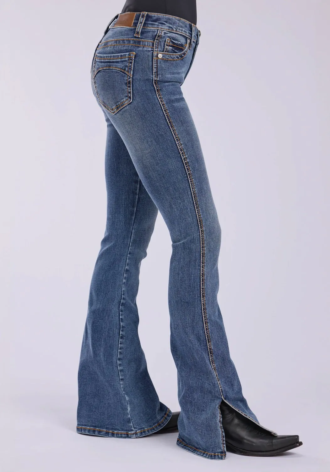 Leisure Wear Wardrobe Fit Tin Haul Womens 595 Libby 6in Split Leg Blue Cotton Blend Jeans