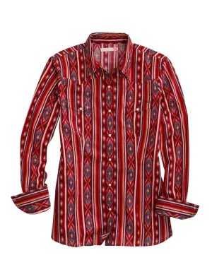 Tin Haul Womens Aztec Stripe Red 100% Cotton L/S Shirt Hidden Buttonholes Tin Haul Womens Aztec Stripe Red 100% Cotton L/S Shirt comfortable option High-Quality Material