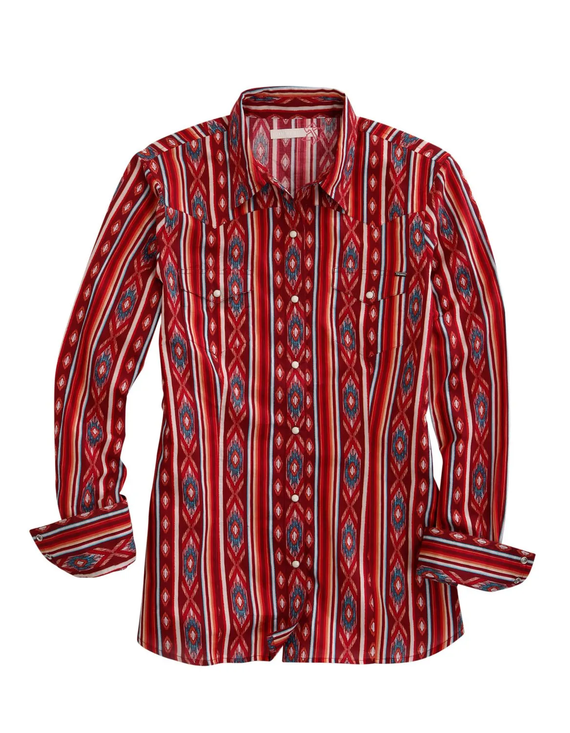 Tin Haul Womens Aztec Stripe Red 100% Cotton L/S Shirt comfortable option High-Quality Material