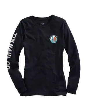 Tin Haul Womens Black Cotton Blend Explorer L/S T-Shirt Versatile Style Universal Favorite Teen Outfit Night Out Party Look Tin Haul Womens Black Cotton Blend Explorer L/S T-Shirt