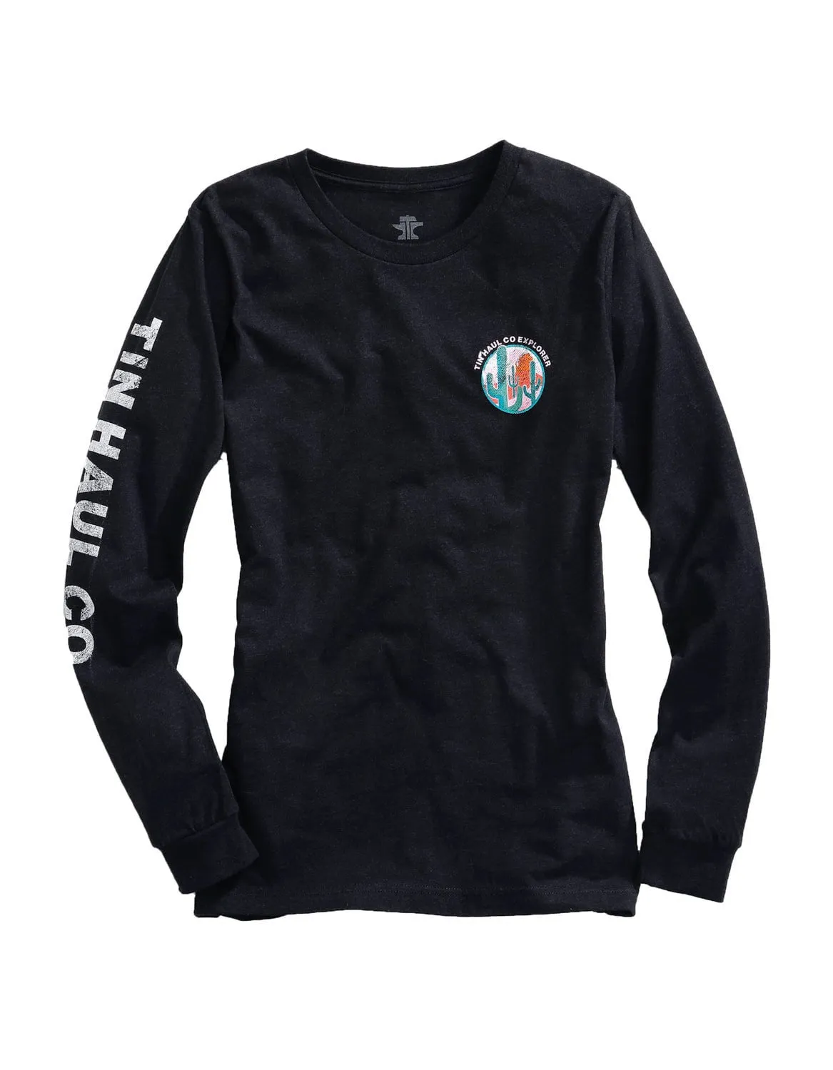 Tin Haul Womens Black Cotton Blend Explorer L/S T-Shirt No Gap Waistband