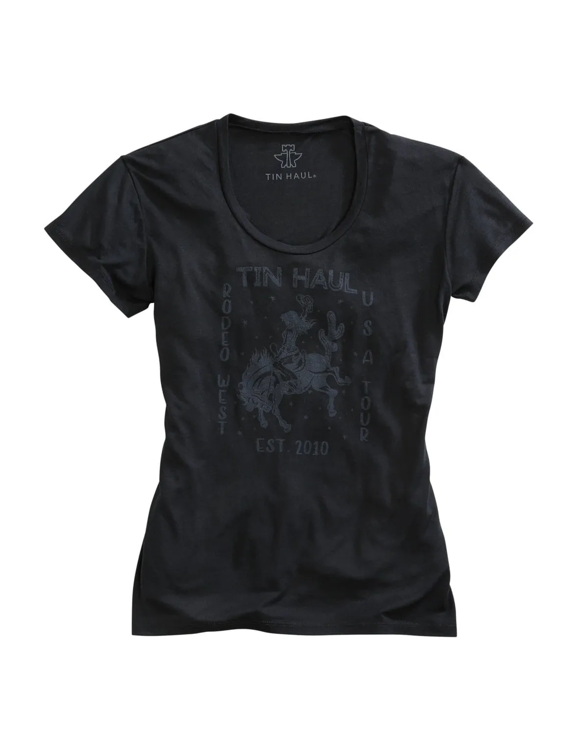 slim fit Daytime Look Tin Haul Womens Black/Grey Poly/Rayon Cowgirl S/S T-Shirt