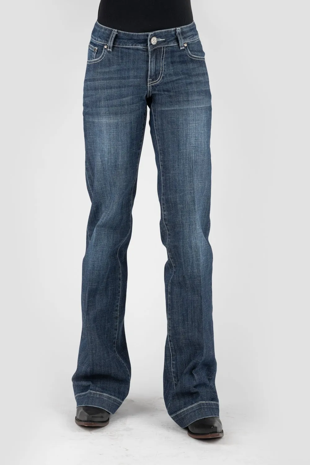 Tin Haul Womens Blue Cotton Blend Ella Fit Cream Deco Jeans Subtle Palette Sunny Vibes Rainy Day Shopping Day