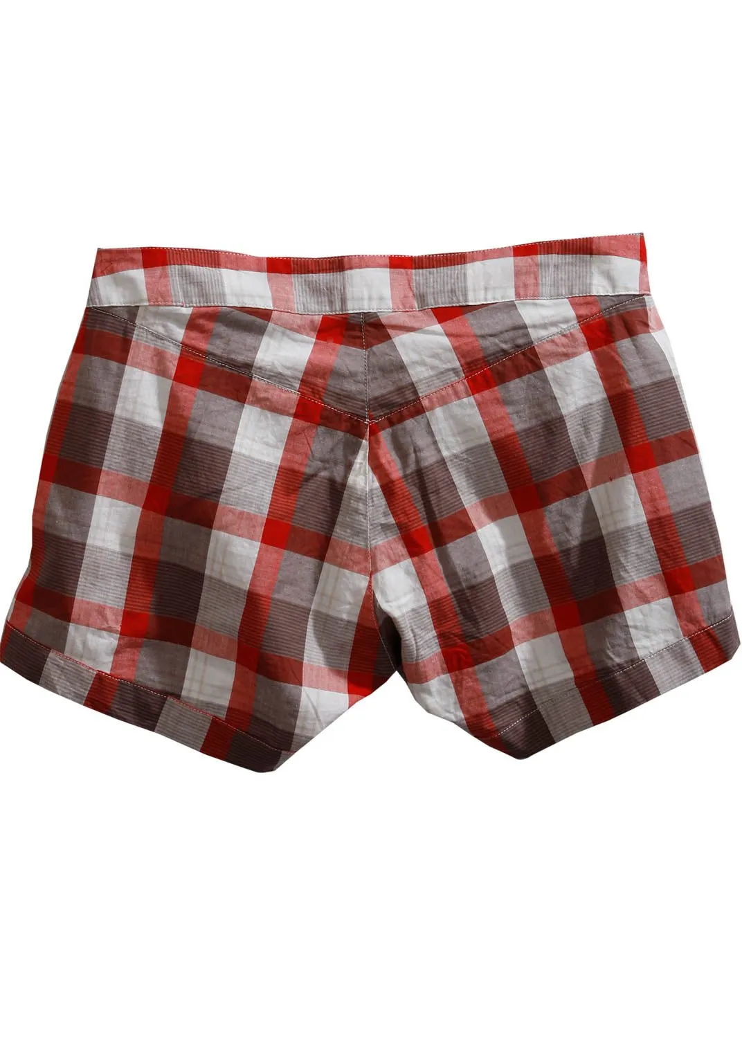 Tin Haul Womens Buckeye Check Red/Grey 100% Cotton Casual Shorts Soft Inner Lining hat
