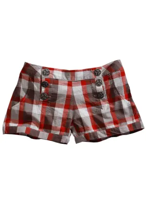 Tin Haul Womens Buckeye Check Red/Grey 100% Cotton Casual Shorts Tailored Fit Body Motion Tin Haul Womens Buckeye Check Red/Grey 100% Cotton Casual Shorts
