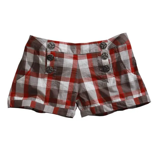 swim trunks Tin Haul Womens Buckeye Check Red/Grey 100% Cotton Casual Shorts