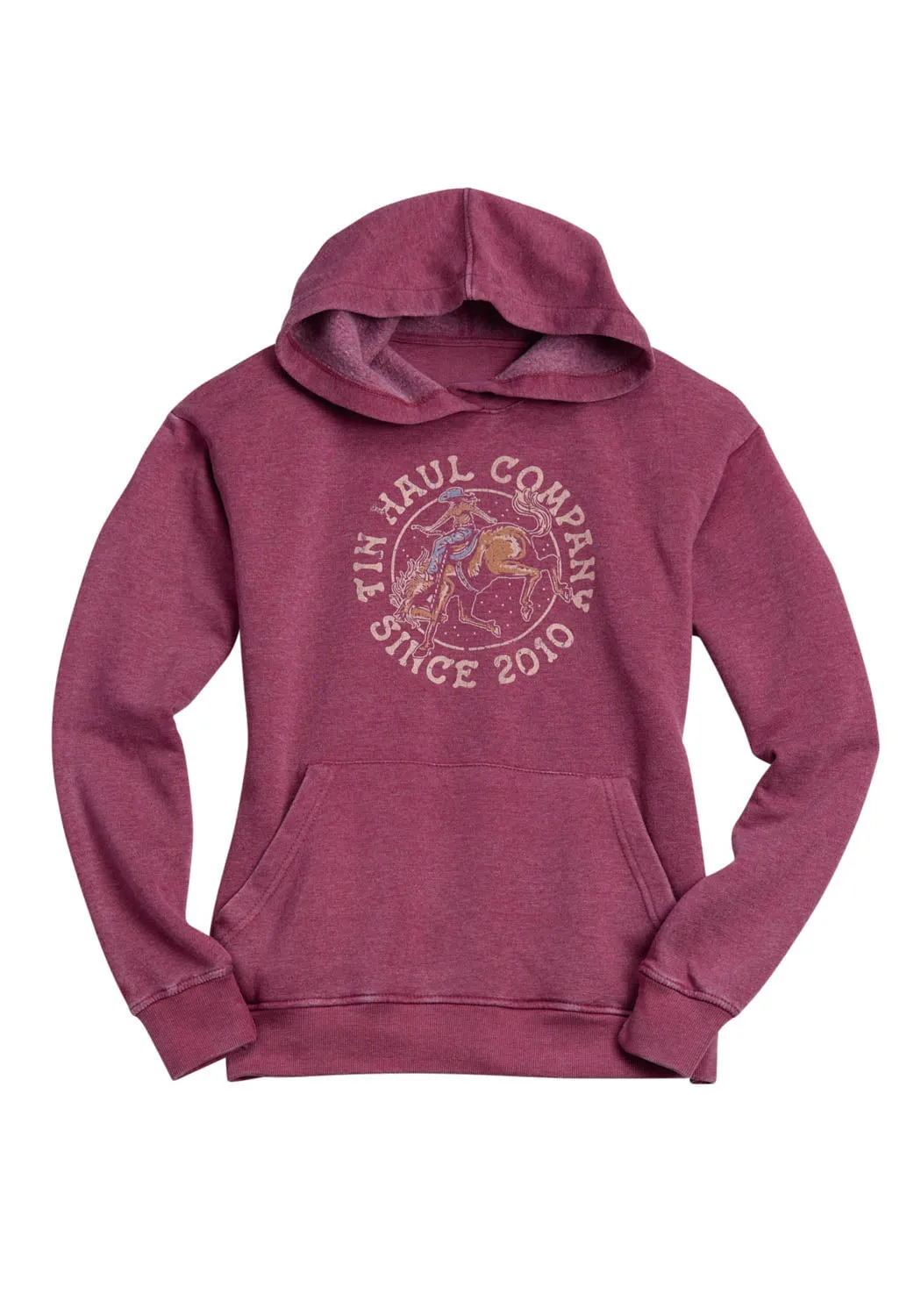 Office Casual Tin Haul Womens Buckin Bronc Rider Wine Cotton Blend Hoodie