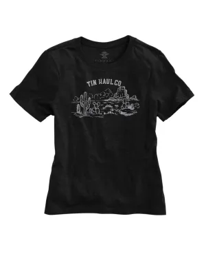 Tin Haul Womens Desert Scene Black Cotton Blend S/S T-Shirt Button-up Urban Trend Lightweight Fabric Tin Haul Womens Desert Scene Black Cotton Blend S/S T-Shirt