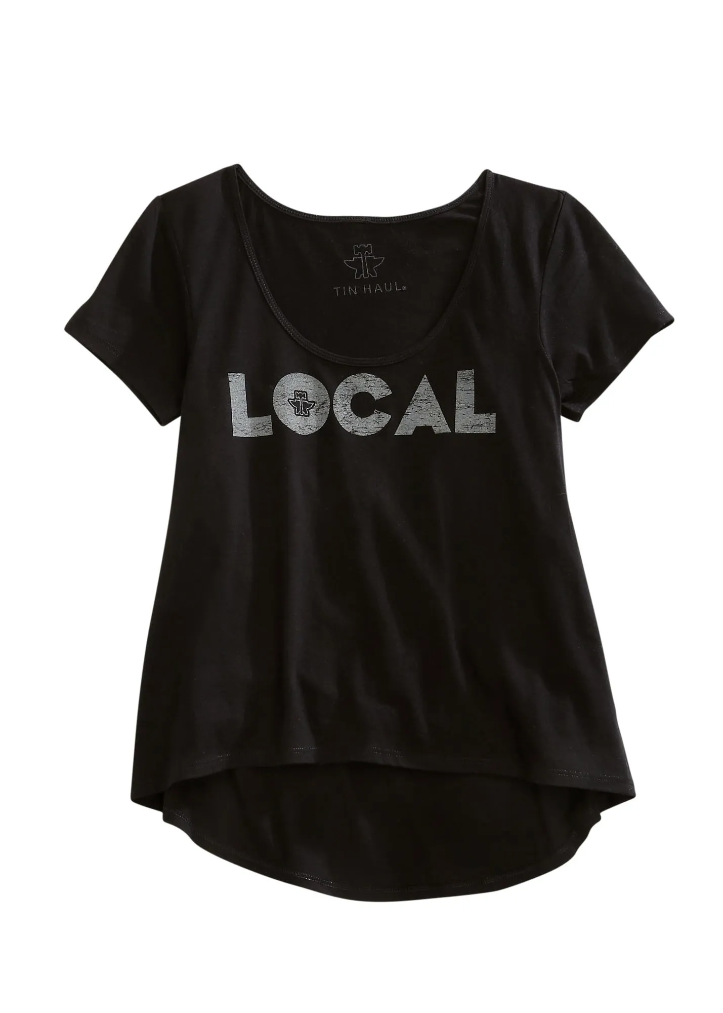 Quick Match Comfort Stretch Tin Haul Womens Distressed Local Black 100% Cotton S/S T-Shirt