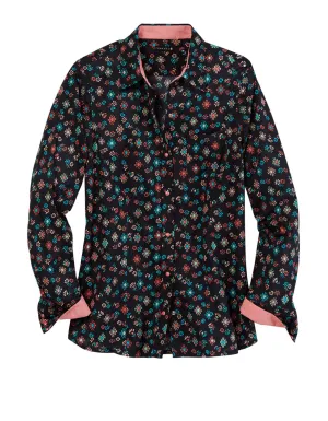 Tin Haul Womens Floral Aztec Print Black 100% Cotton L/S Shirt Eco Recycled Polyester Fashion Statement Tin Haul Womens Floral Aztec Print Black 100% Cotton L/S Shirt