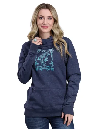 Tin Haul Womens Girl On A Horse Navy Cotton Blend Hoodie Trendy Charm Popular Option Tin Haul Womens Girl On A Horse Navy Cotton Blend Hoodie