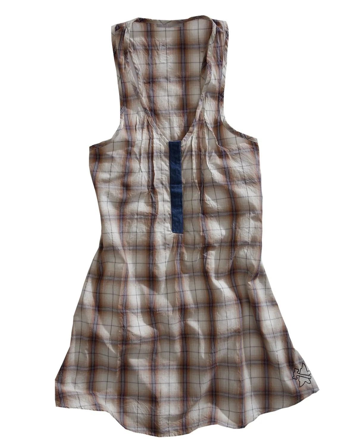 Tin Haul Womens Gold Digger Plaid Gold/Tan 100% Cotton S/L Dress Core Look
