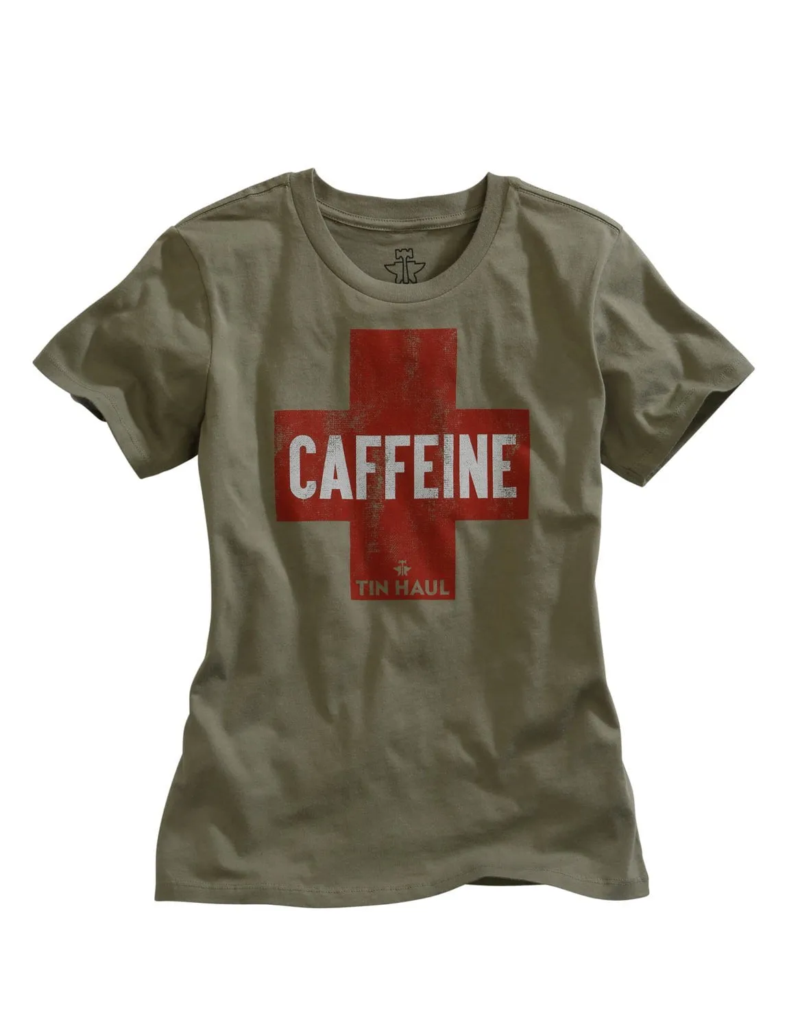 Static Dissipating Fiber Tin Haul Womens Grey 100% Cotton Need Caffeine S/S T-Shirt