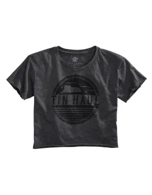 Tin Haul Womens Grey Cotton Blend Desert Circles S/S Cropped T-Shirt Graphic Art Abrasion Resistant Edges Light Option Tin Haul Womens Grey Cotton Blend Desert Circles S/S Cropped T-Shirt