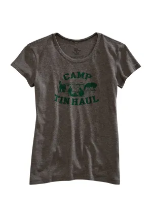 Tin Haul Womens Grey Cotton Blend Green Camp S/S T-Shirt Trendy Look Timeless elegance Non Static Finish Tin Haul Womens Grey Cotton Blend Green Camp S/S T-Shirt