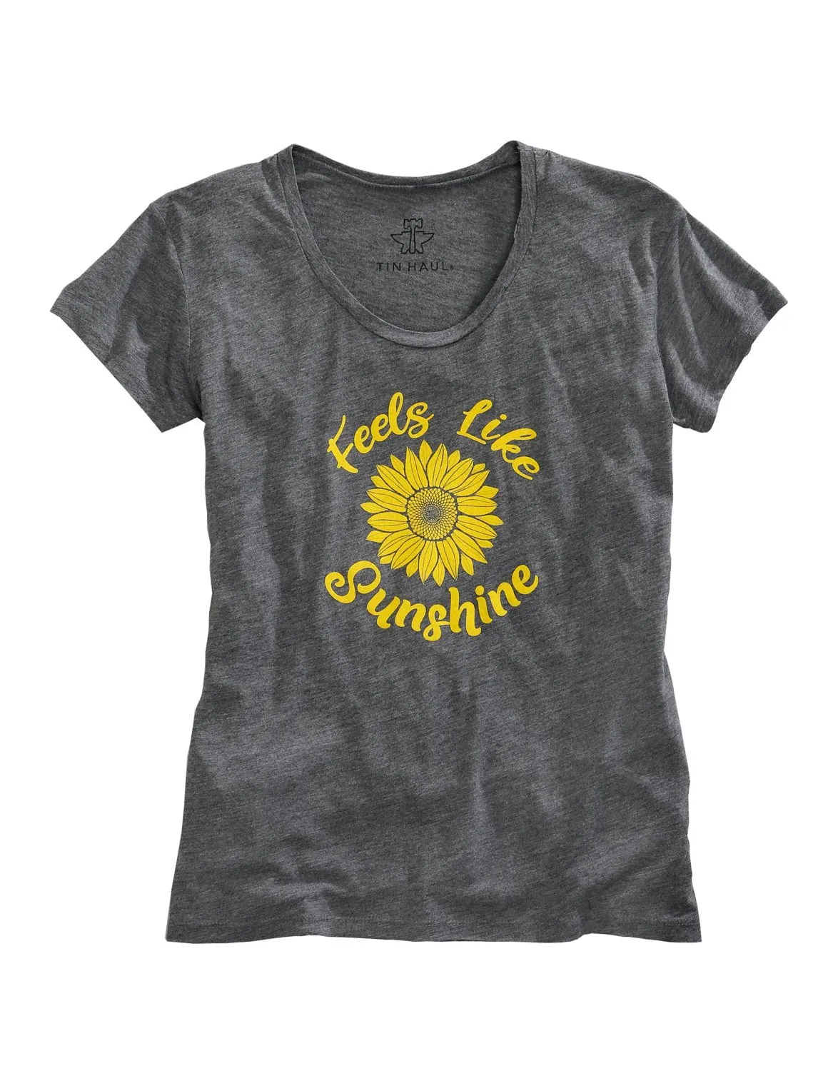 Tin Haul Womens Grey Poly/Rayon Feels Like Sunshine S/S T-Shirt Relaxed Comfort