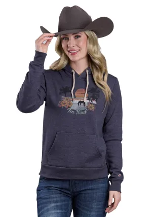 Tin Haul Womens Horse Drinking The Ocean Navy Cotton Blend Hoodie Double Knee Construction Tin Haul Womens Horse Drinking The Ocean Navy Cotton Blend Hoodie Colorfast Denim
