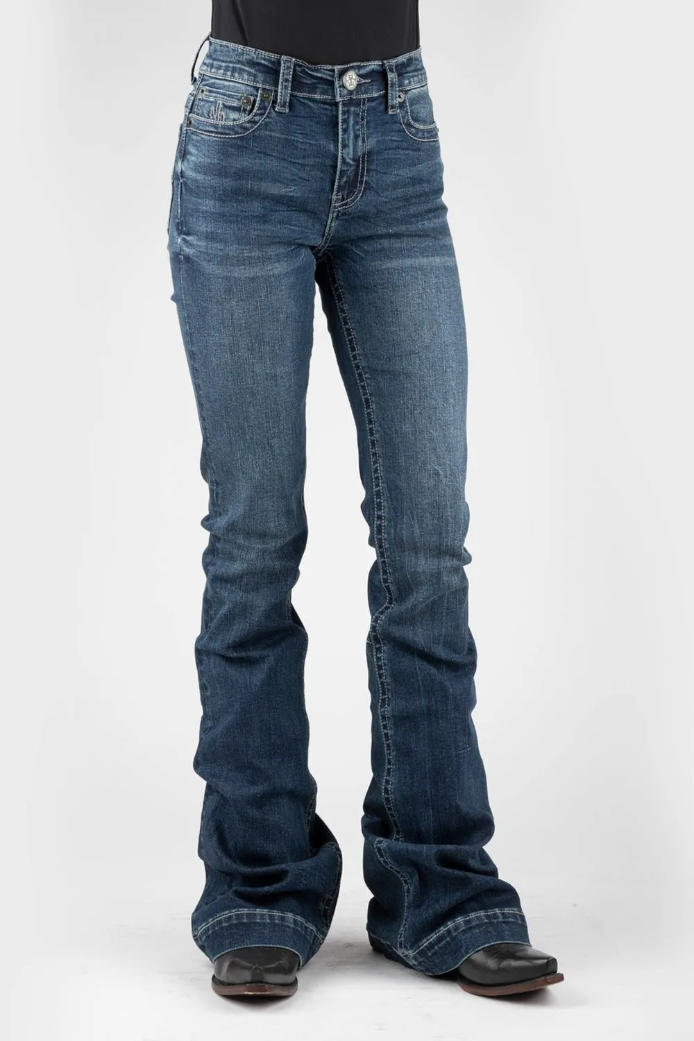 Tin Haul Womens Libby Moon Pieced Blue Cotton Blend Jeans City Walk Smart Casual Family Style Parent Style Smart Casual