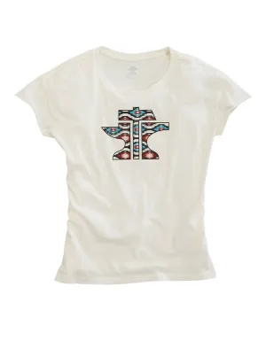 Tin Haul Womens Logo Aztec White 100% Cotton S/S T-Shirt Light tone Tin Haul Womens Logo Aztec White 100% Cotton S/S T-Shirt Flexible Movement Summer Fashion
