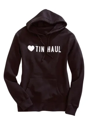 Tin Haul Womens Love Heart Black Cotton Blend Hoodie Classic Texture Tin Haul Womens Love Heart Black Cotton Blend Hoodie Comfort Stretch Weave