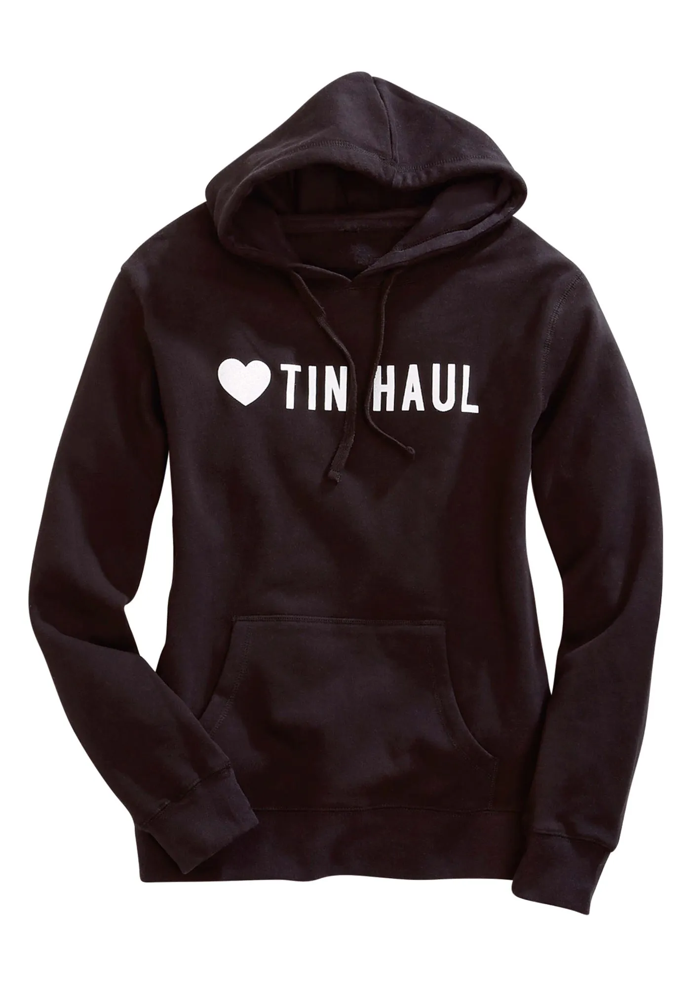 Smooth Comfort Tin Haul Womens Love Heart Black Cotton Blend Hoodie