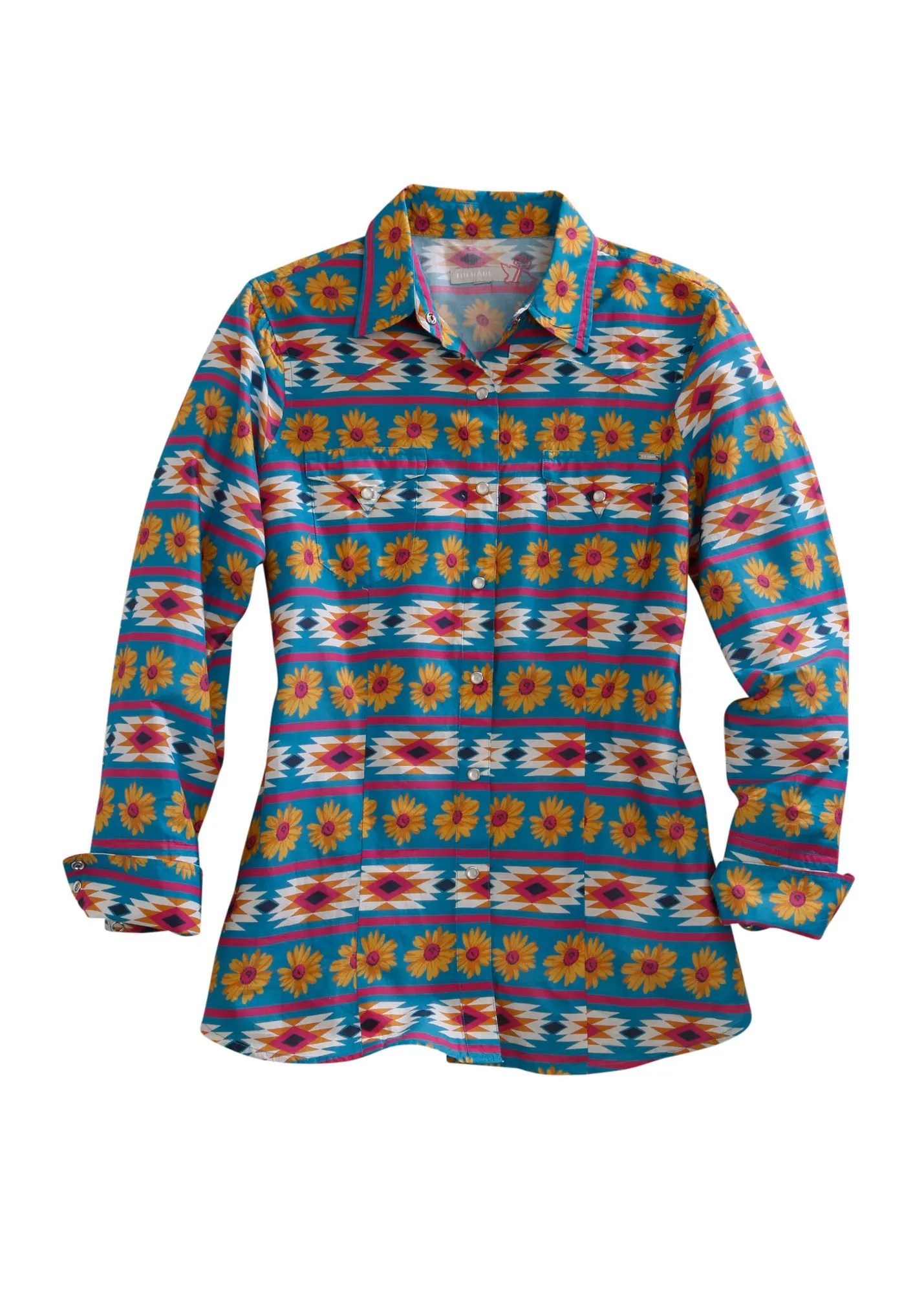 Style Neutral Tin Haul Womens Multi-Color 100% Cotton Daisy Aztec L/S Shirt