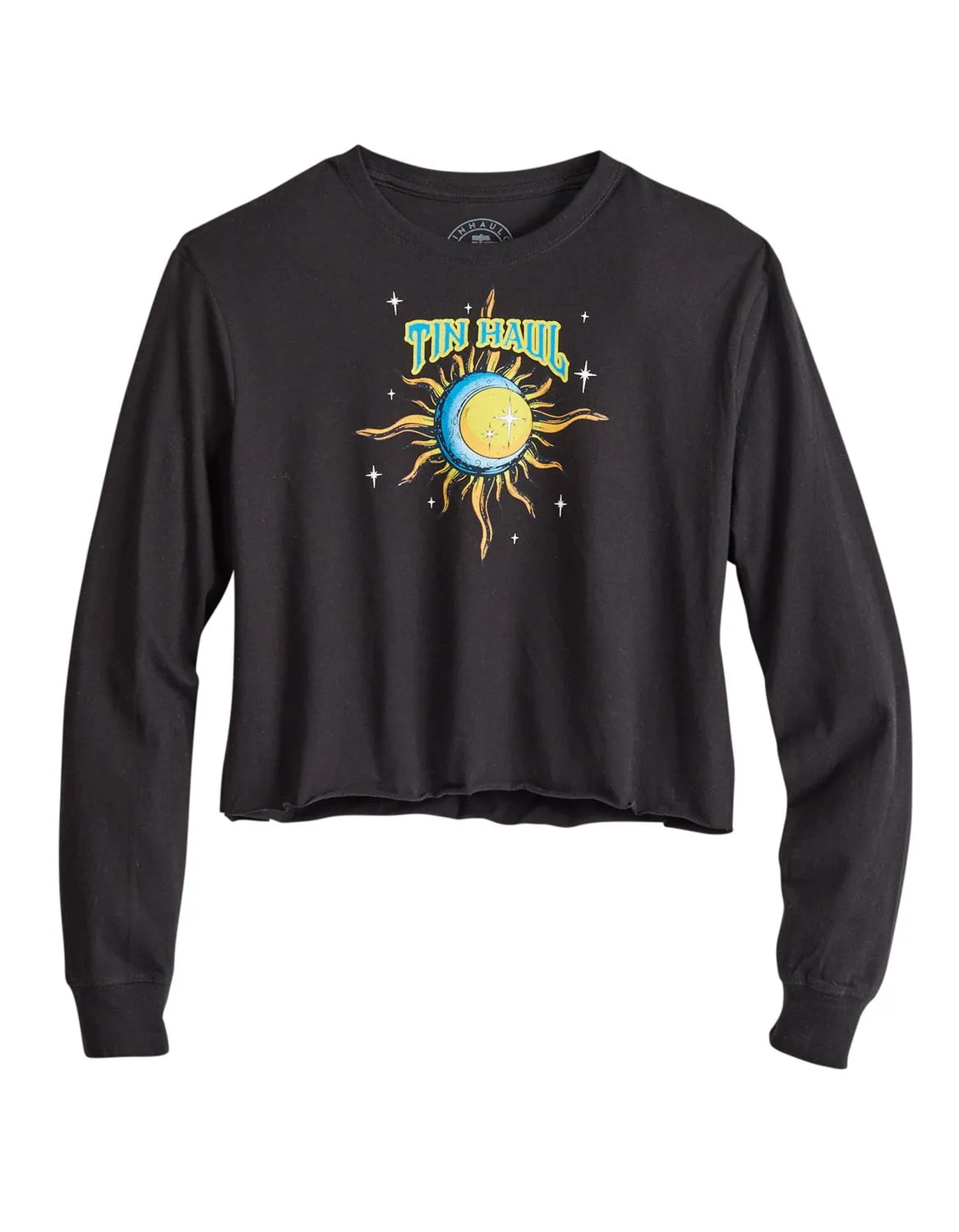 Tin Haul Womens Night Sun Collide Black 100% Cotton S/S T-Shirt Ethical production Recycled Polyester Blend