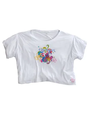 Tin Haul Womens Paint Swirl Crop White 100% Cotton S/S T-Shirt Comfortable Layer Tin Haul Womens Paint Swirl Crop White 100% Cotton S/S T-Shirt No Slip Shoulder Grip