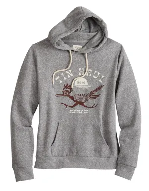 Tin Haul Womens Road Runner Grey Cotton Blend Hoodie Soft Brushed Denim Tin Haul Womens Road Runner Grey Cotton Blend Hoodie Neutral design Low Maintenance Denim