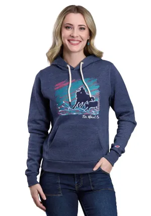 Tin Haul Womens Roping Cowgirl Blue Cotton Blend Hoodie Tailored Silhouette Tin Haul Womens Roping Cowgirl Blue Cotton Blend Hoodie Non Stretch Denim