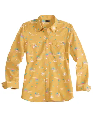 Tin Haul Womens Santa Fe Sun Yellow 100% Cotton L/S Shirt Advanced Stretch Recovery Tin Haul Womens Santa Fe Sun Yellow 100% Cotton L/S Shirt Sporty Comfort