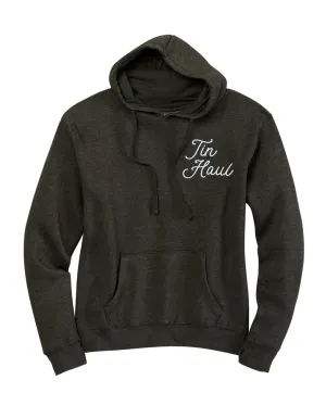 Tin Haul Womens Script on Left Chest Graphite Cotton Blend Hoodie Feel True Street Casual Tin Haul Womens Script on Left Chest Graphite Cotton Blend Hoodie