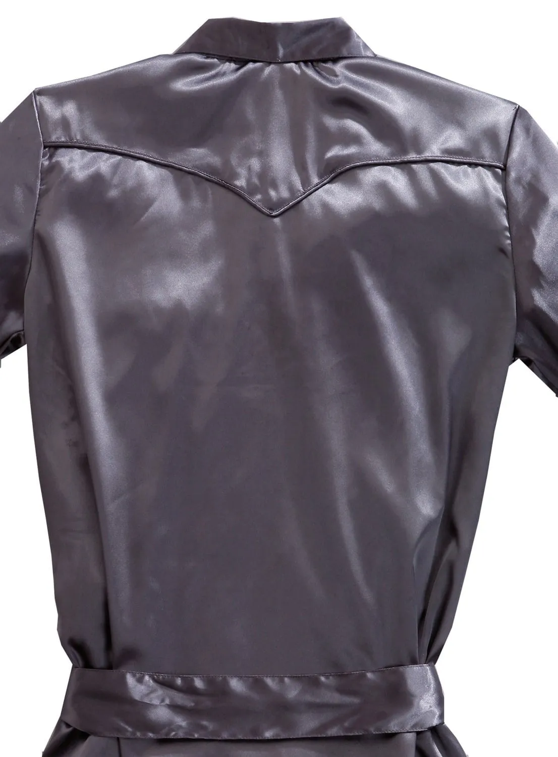 Tin Haul Womens Self Belted Western Grey 100% Polyester L/S Shirt Comfy Design Classic Fit