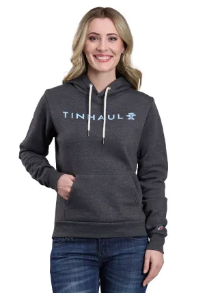 Tin Haul Womens Tri-Blend Script Heather Charcoal Poly/Cotton Hoodie Bold Feel Tin Haul Womens Tri-Blend Script Heather Charcoal Poly/Cotton Hoodie Style Layer Formal Adult Fashion