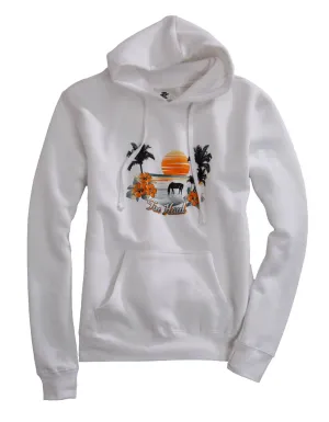 Tin Haul Womens Tropics White Cotton Blend Hoodie Double Stitched Tin Haul Womens Tropics White Cotton Blend Hoodie Anti Pilling Technology Day Out Style
