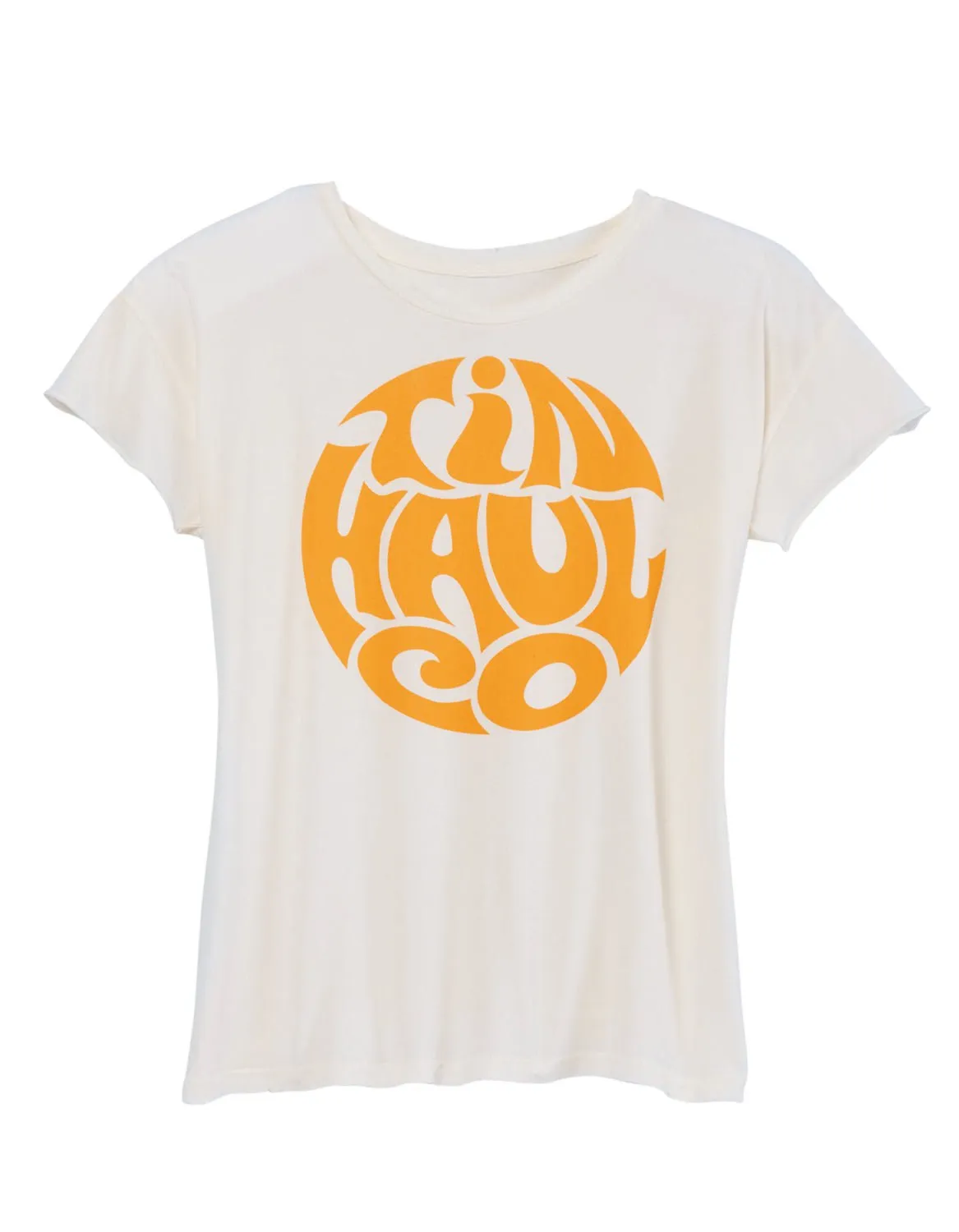 Tin Haul Womens Wavy Circle Print White 100% Cotton S/S T-Shirt Everyday Wear Chic Option